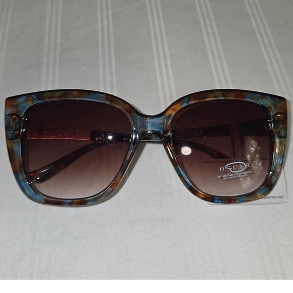 Oscar de la Renta Luxury Oversized Blue Tortoise Square Sunglasses Women main image 11